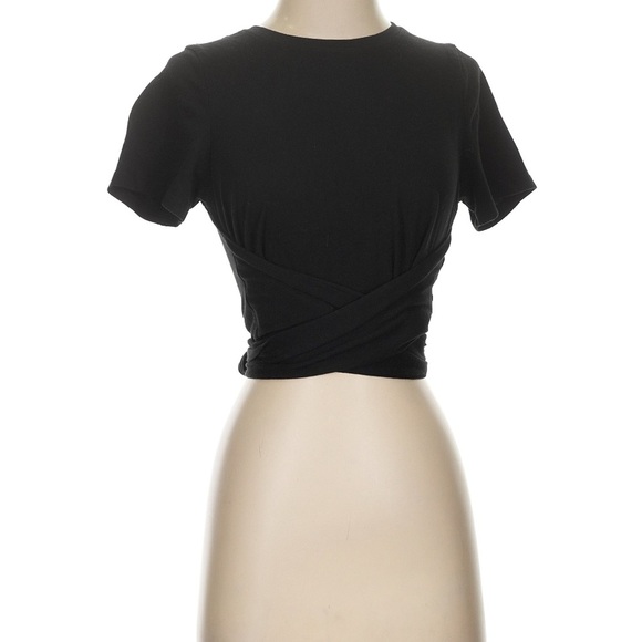 Good American Tops - Good American Black Wrap Crop Top